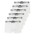 BOSS Herren Power Boxer Trunks Unterhosen Cotton Stretch 6er Pack, Farbe:Weiß, Wäschegröße:XL, Artikel:-100 White