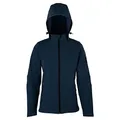HRM Damen Hooded Softshell Jacket, navy, Gr. L I Premium Softshelljacke Damen wasserabweisend I 5.000mm Wassersäule I Funktionsjacke I Workwear I Hochwertige & nachhaltige Damen-Bekleidung