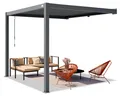 PRIMEYARD Terrassenüberdachung 3x3 m Aluminium Pfosten mit Lamellendach aus Stahl anthrazitfarbene Anbaupergola