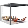Primeyard Terrassenüberdachung 3x3 M Aluminium-pfosten Mit Lamellendach Aus Stahl Anthrazitfarbene Anbau-pergola