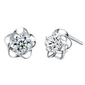 LÖB Paar Ohrstecker 925 Silber Ohrringe Blume Zirkonia Stein Stecker Blüte Weiß Ohrstecker (Geschenke für Frauen Beste Freundin Mutter Mama Damen zum Geburtstag Ostern Muttertag Muttertagsgeschenk), Strass Glitzer Diamant Form Rund Klein Brautschmuck Kinder Mädchen