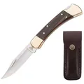Buck Klappmesser 110 Folding Hunter, 0110BRS-B, Zweihandmesser, 9,5 cm Klingenlänge, braun, mit Leder-Etui