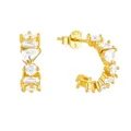 Brandlinger ® Ohrringe Silber 925. Creolen mit Stein weiß. Schmuck Damen vergoldet mit 18 Karat Gold für Frauen und Mädchen. Äußerer Durchmesser 16mm.