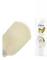2tlg. Set | Dove Regenerierend Bodylotion Kokos-& Mandelduft + Massage-Handschuh