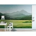 living walls 3D-Tapete Livingwalls The Wall, Berge, grün, blau