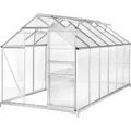 Tectake Gewächshaus Mit Fundament  11 13 M³ Aluminiumrahmen  375 x 185 x 195 cm Transparent