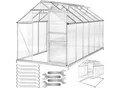 tectake® Gewächshaus mit Fundament, 11,13 m³, UV-beständig und wärmedämmend, 185 x 375 x 195 cm