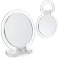 Relaxdays 2Xklappspiegel-Set, Transparent, Glas, Kunststoff, Rund, 15.5x22.5x1.5 cm, Spiegel, Schminkspiegel