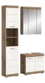 xonox.home Badmöbel-Set Badezimmer-Set Wave, weiß Hochglanz / Nox Oak, 3-teilig, optional, (3-St), Badmöbel, Badkombination