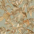 Design ID DE120017 Paradiesvogel Aqua & Gold Wandstich, 10 m x 0,53 m, Vliestapete