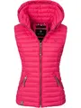 Navahoo Damen Übergangsjacke leichte Steppweste mit Abnehmbarer Kapuze Shadaa Rosa Gr. S