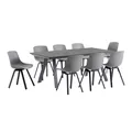 Set rechteckiger Gartentisch grau und 8 graue Stühle - Oviala Samoa