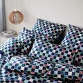 elegante Mako Satin Bettwäsche Scrabble Kissenbezug einzeln 40x80 cm | nachtblau - blau