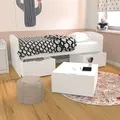 Le Quai Des Affaires - Bett Mia 90x190 + 1 Bettkasten + 2 Schubladen + 1 Kasten Couchtisch / Weiß/ 193x95x75 Cm