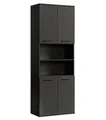 mokebo® Bad Hochschrank 'Der Kapitän' (180x65x34 cm) Badezimmerschrank breit oder Badschrank, auch als Badezimmerhochschrank & Badregal Badezimmer aus Holz in Anthrazit Schwarz