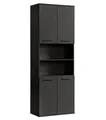 mokebo Hochschrank Der Kapitän (180x33x34 cm, mit 5 Einlegeböden) hoher Badschrank, Badezimmerschrank, Badregal in Anthrazit Schwarz