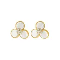 Heideman Ohrringe Milou Damen - aus hochwertigem Edelstahl - gold farbend poliert - Ohrstecker für Frauen mit Stein weiss - Blütenohrstecker 12mm breit