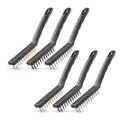 STAHLWERK Drahtbürsten Set 220 mm (9 Zoll) 6-teiliger Bürstensatz aus Messingbürste, Stahlbürste und Nylonbürste zum effektiven Reinigen von Oberflächen
