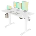 Claiks Schreibtisch Höhenverstellbar Elektrisch, Höhenverstellbarer Schreibtisch 120x60 cm, Standing Height Adjustable Desk, Weiß Gestell/Weiß Oberfläche