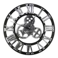 Große Wanduhr im VintageStil,schwarz Wanduhr rund, Metall Geräuschlos Nicht t...