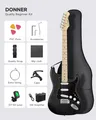 Donner DST-80 E-Gitarre Schwarz | Massiver Korpus | Holzmaserung | SSS Pickups