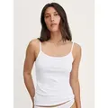CALIDA Spaghettitop Essential Cotton tiefer Ausschnitt, Single Jersey Qualität, schmale Träger, weich weiß L (48/50)