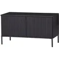 TV Board Gravure aus Kiefernholz, modernes Design, schwarz, 100 cm breit, mit Push-to-Open-System