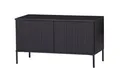WOOOD TV-Board Gravure aus Kiefernholz 100 cm, Schwarz, Push-to-Open-System