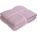 Musselin Decke ca. 130x180 cm | Kuscheldecke aus Baumwolle & Fleece | weich, atmungsaktiv, flauschig | Wohndecke für Sofa, Bett | verschiedene Far... - Rosa