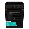 Gorenje Classico GECS 6 B70CLB Elektrostandherd mit Glaskeramik-Kochfeld/Retro Design / 60cm / 71 Liter/Gentle Close/Schnellaufheizung/AirFry/ExtraSteam/Pizzamodus/AquaClean/schwarz