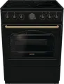 Gorenje Standherd GECS6B70CLB | Elektroherd 60 cm | Glaskeramik-Kochfeld | 71 l Backofen | AirFry | ExtraSteam | Schwarz, A (Spektrum:  bis D)