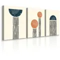 Muralo Leinwandbilder, Blau, Grün, Schwarz, Beige, Braun, Orange, Türkis, Textil, Abstrakt, Kunstzeichnung, Rechteckig, 90x40 cm, Bilder und Zubehör, Wandbilder, Bilderset