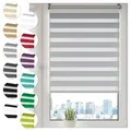 Doppelrollo Klemmfix ohne Bohren 95cm x 100cm Grau Duo Rollo Klemmrollo Sonnenschutzrollo Fensterrollo für Fenster & Türen Zebrarollo Seitenzugrollo