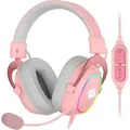 Redragon Klarer Audio 7.1 Surround-Sound mit 53MM-Treiber Abnehmbares Mikrofon Gaming-Headset (Dank der integrierten Steuerung lassen sich Lautstärke und Mikrofon bequem anpassen. Bleiben Sie flexibel und passen Sie Einstellungen schnell und mühelos an., mit Geräuschunterdrückung sorgt für verzerrungsfreie Kommunikation) rosa