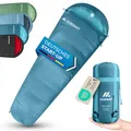 NORDMUT® Schlafsack Ultraleicht – Sommer (100 GSM) und 4-Jahreszeiten (300 GSM), Mumienschlafsack 900g, wasserfest, Camping, inkl. Kompressionsbeutel (Sommerschlafsack, Graublau)
