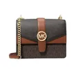Michael Kors Jet Greenwich Umhängetasche mit Color-Block-Logo, klein, Braun