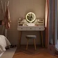 Vicco - Schminktisch Edda, Weiß, 100 Cm Mit Led-spiegel Und Hocker