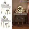 Schminktisch Edda LED-Spiegel Hocker 100 x 76 cm Weiß Frisiertisch modern Vicco