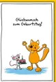 Geburtstag - Karte mit Umschlag - Katze und Maus