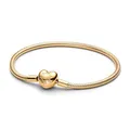 PANDORA Moments Schlangen-Gliederarmband mit Herz-Verschluss aus Sterling Silber mit vergoldeter Metalllegierung, Kompatibel Moments, Größe:17, 563050C00-17