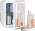 Puluomis Mini Kühlschrank 4L mit LED Spiegel tragbar für Kosmetik, Kühlbox Warmbox weiß