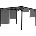 PROREGAL® Pergola Baia Pavillon 6cm-Stahl-Gestell + Schiebedach Breite 300cm/400cm, BxTxH: 400x400x212 cm 400 cm x 212 cm x 400 cm