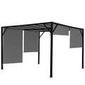 BERLINLODGE Pergola Baia | HxBxT 212x400x400cm | Garten Pavillon Terrassenüberdachung | stabiles 6cm-Stahl-Gestell + Schiebedach Grau