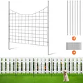 5x Dekorativer Gartenzaun Metallzaun Steckzaun Kohlenstoffstahl 93x75cm