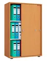 Schiebetürenschrank, aus Holz, abschließbar, 3 OH, B 700 x T 400 x H 1050 mm, Buche-Dekor 113279