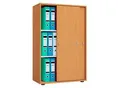 Schiebetürenschrank, aus Holz, abschließbar, 3 OH, B 700 x T 400 x H 1050 mm, Buche-Dekor