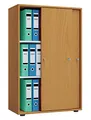 Büroschrank mit 3 Fächern | moderner Aktenschrank mit Schiebetüren und Schloss | Maße ca. B. 70 x H. 111 x T. 40 cm – Lona 3-Fach abschließbar