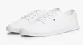 Sneaker "CANVAS LACE UP SNEAKER", Freizeitschuh, Halbschuh, Schnürschuh mit gestickter Logoflagge, Gr. 37, weiß
