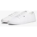 Tommy Hilfiger CANVAS LACE UP SNEAKER Sneaker, Freizeitschuh, Halbschuh, Schnürschuh mit gestickter Logoflagge weiß 37 EU