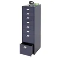 Mendler Rollcontainer Boston T851, Schubladenschrank Stahlschrank, 110x28x41cm 8 Schubladen - dunkelgrau